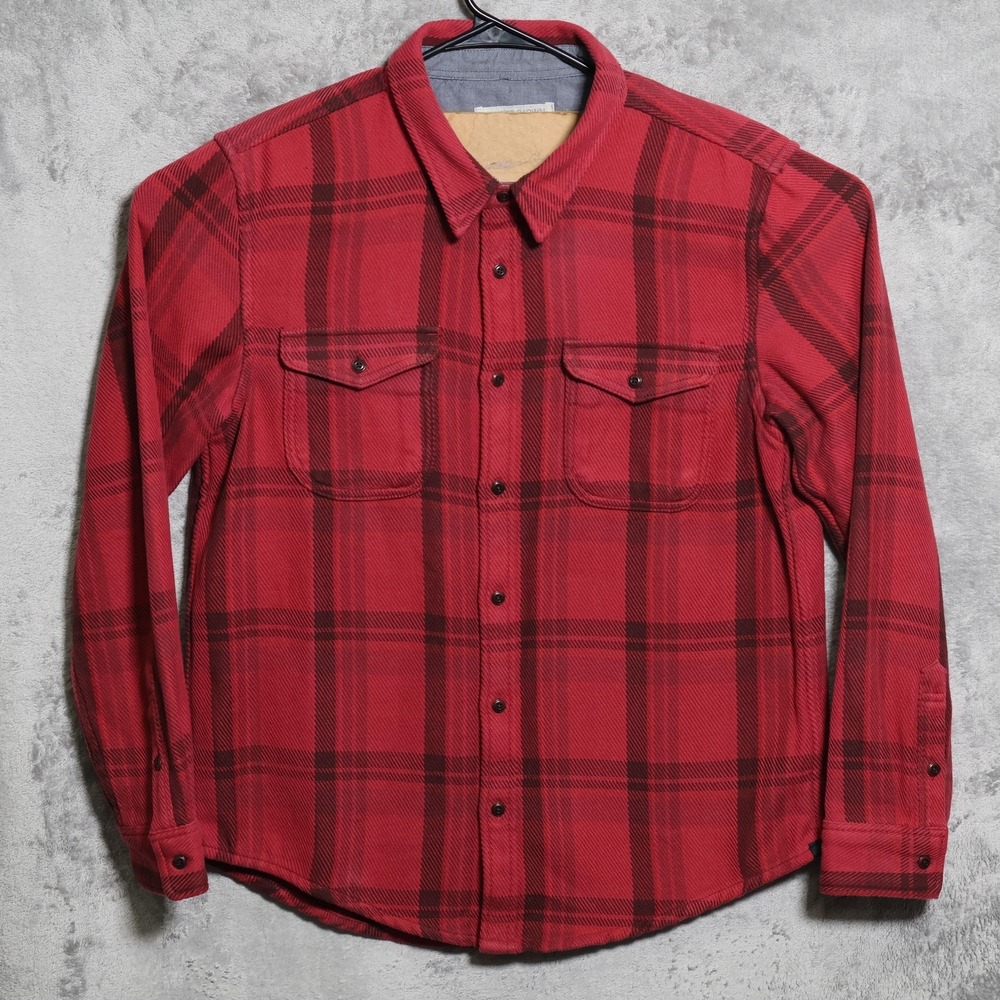 Outerknown Blanket Shirt Mens XL Red Plaid Flannel Long Sleeve Shacket Jacket
